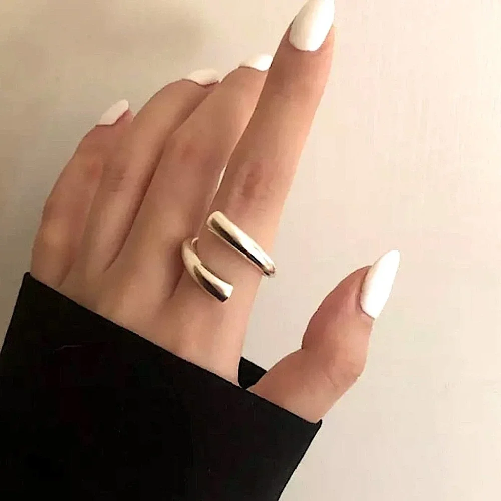 NEW STERLING SILVER ADJUSTABLE RESIZABLE MINIMALIST RING SET - Picture 4 of 10